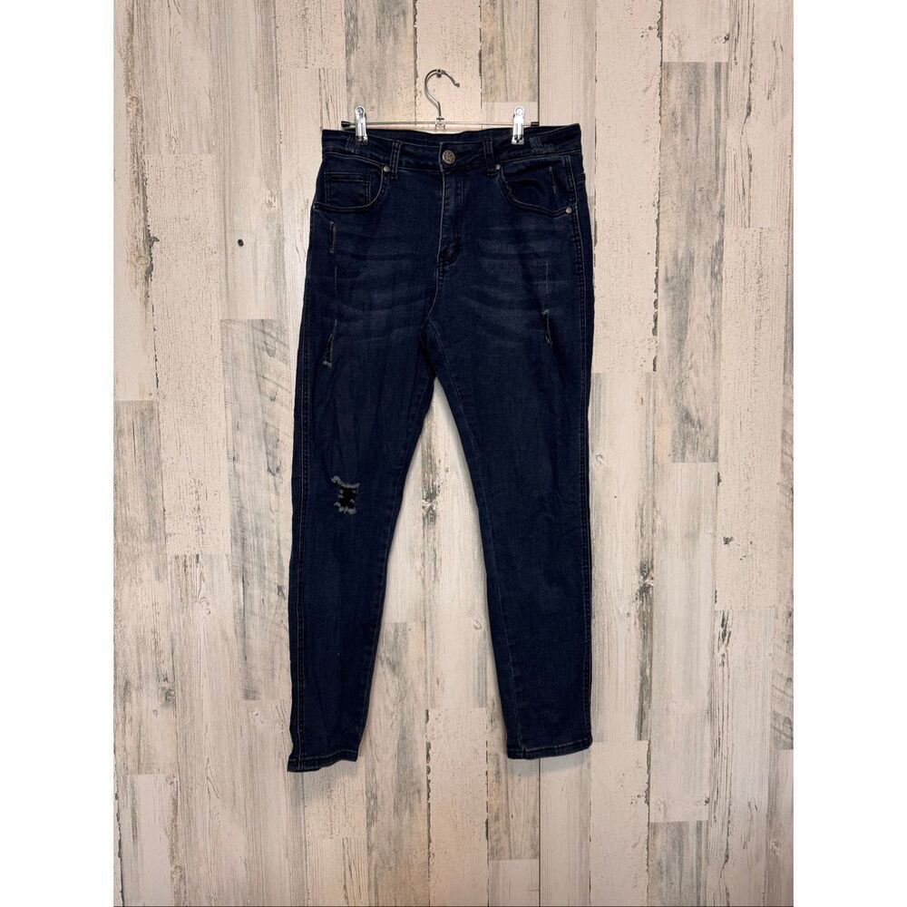 YoungLA Distressed Skinny Jeans Dark Wash Stretch Denim Men’s 32x30